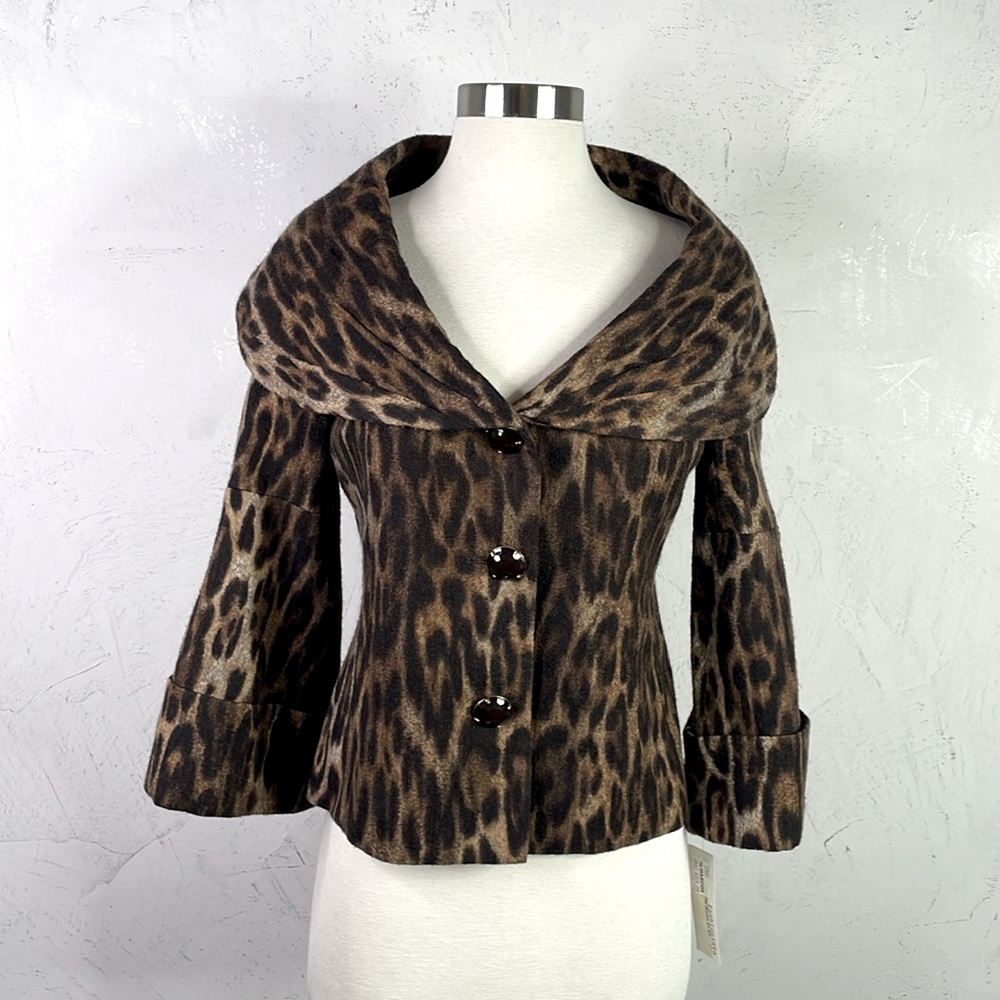 Vintage NWT Fashionista Wool Leopard print coat size XS